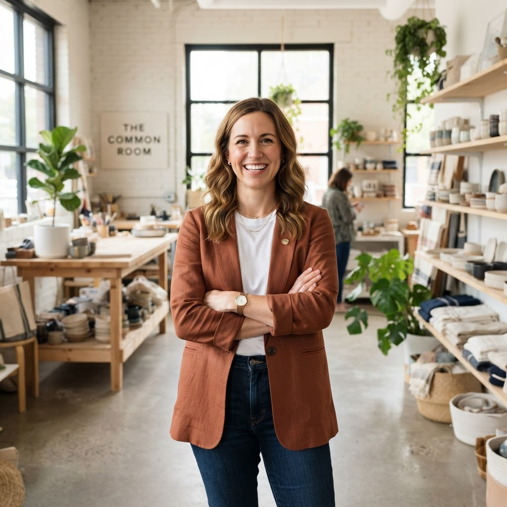 A confident small business owner in their shop